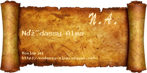 Nádassy Alma névjegykártya